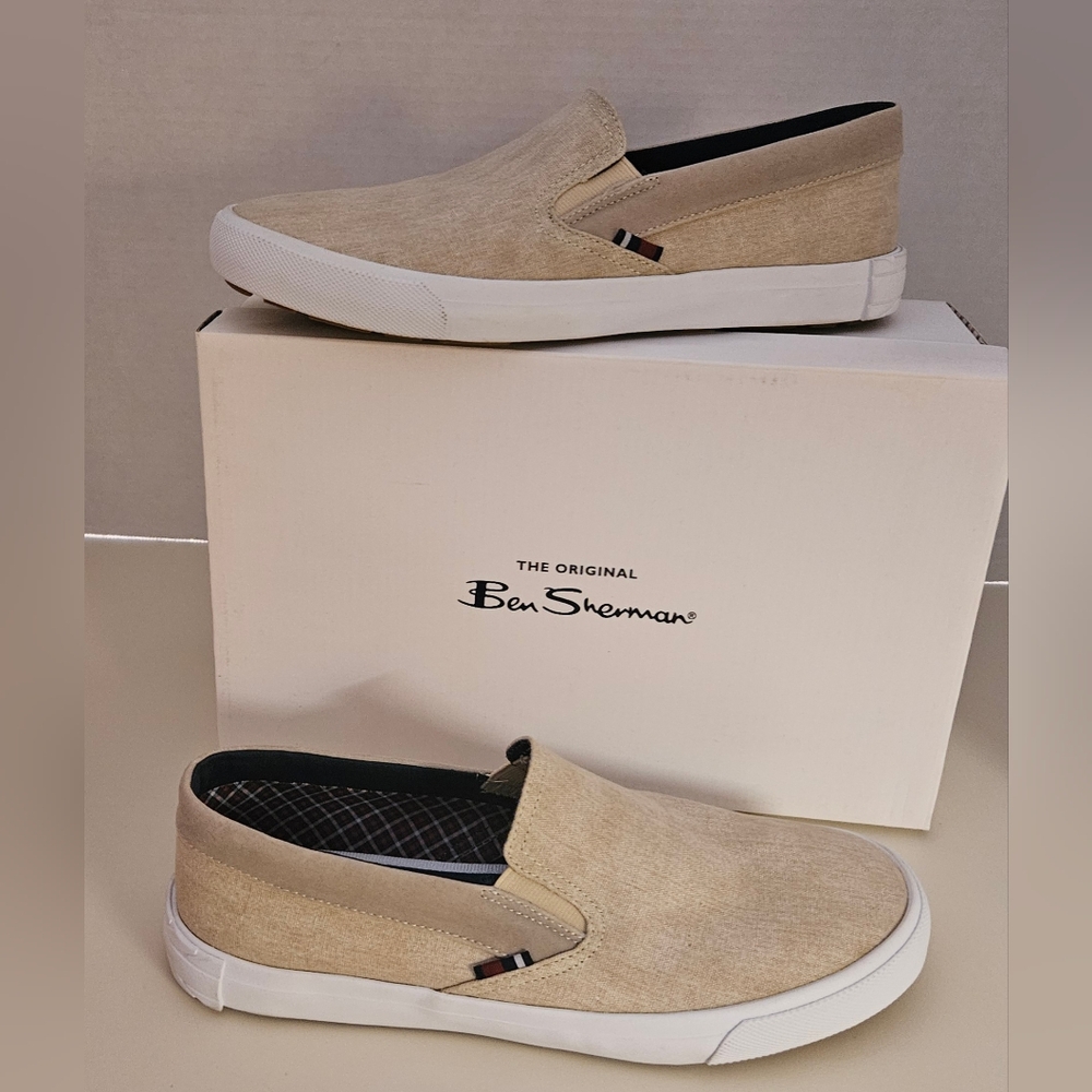 Ben Sherman Beige Slip-On Loafers